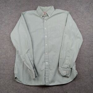 Brooks Brothers Dress Shirt Mens L Green Blue Stripe Extra Slim Long Sleeve